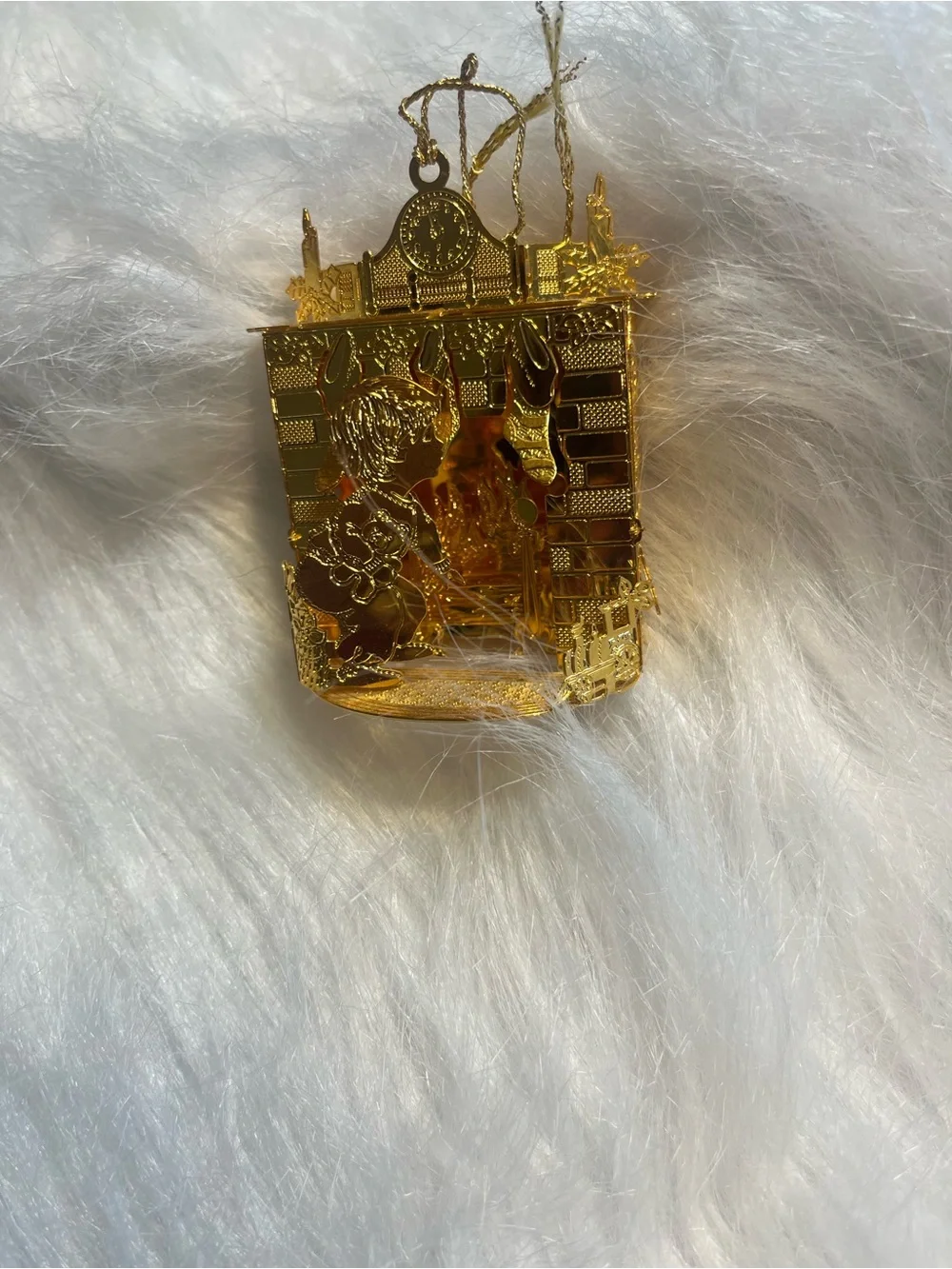 Danbury Mint 2001 23KT Gold Plated Ornament “Waiting For Santa”.